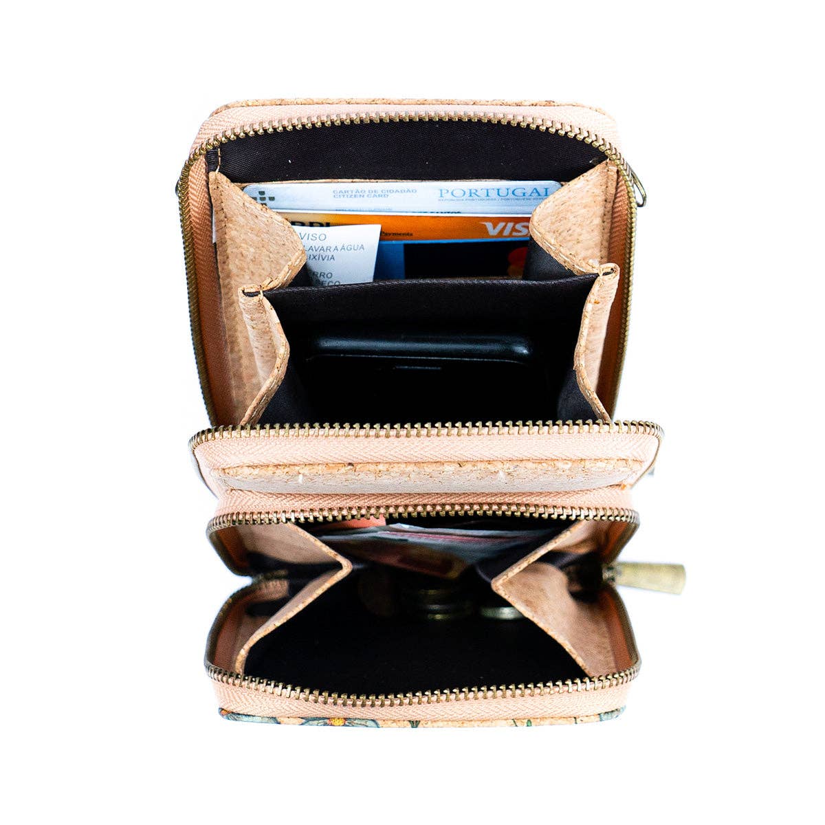 Natural Cork Women's Printed Double Layer Phone Pouch