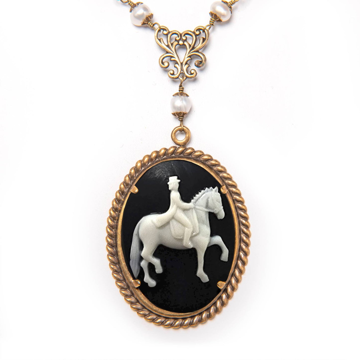 Elegant Dressage Cameo Necklace - Horse Girl