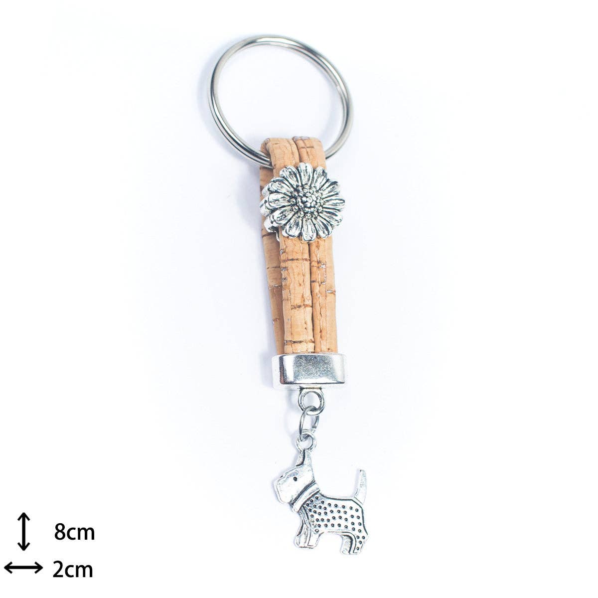 Dog Pendant & Colored cork Handmade Keychain