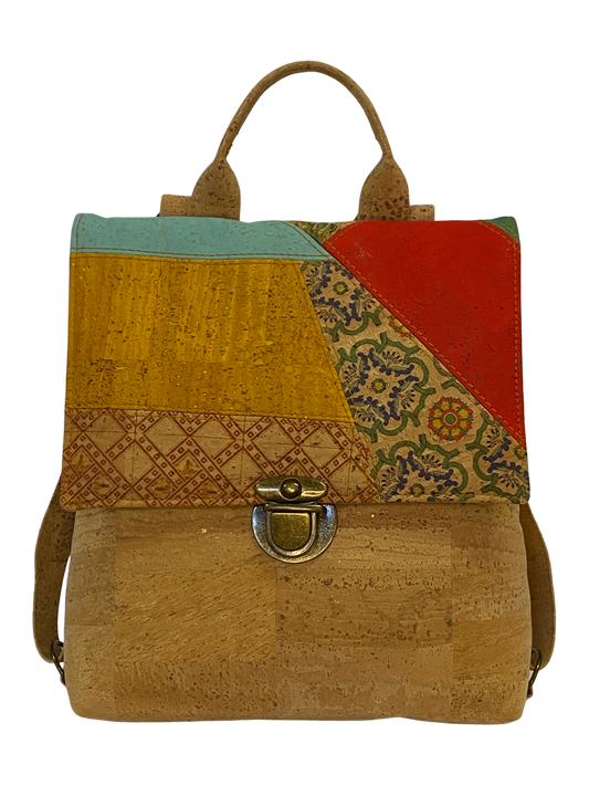 Natural Mayan backpack with patchwork