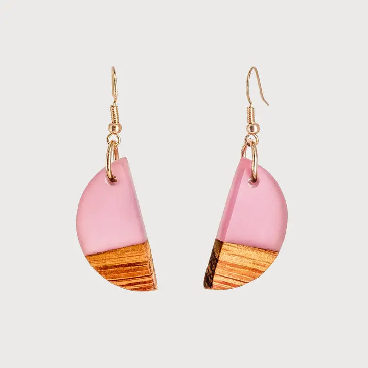 Luna (Pink) Wooden & Resin Earring