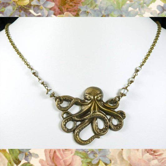 Octopus Garden - Vintage Brass Necklace