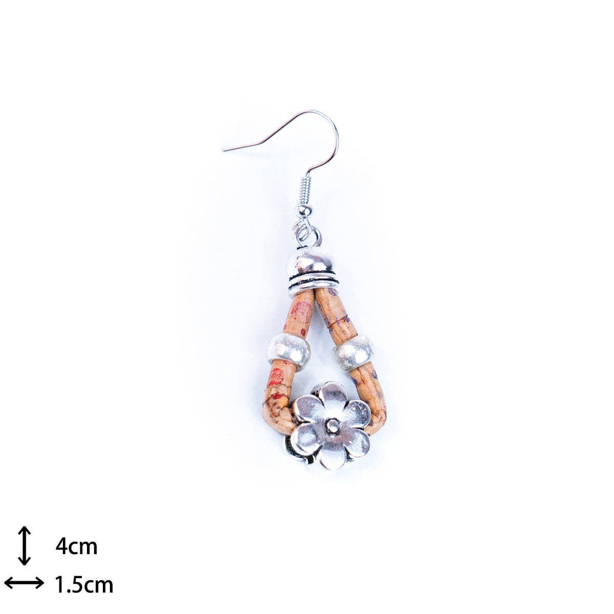 Cork and flower accessories handmade earring