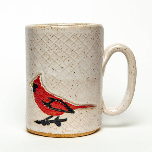 Red Cardinal Pattern White Mug