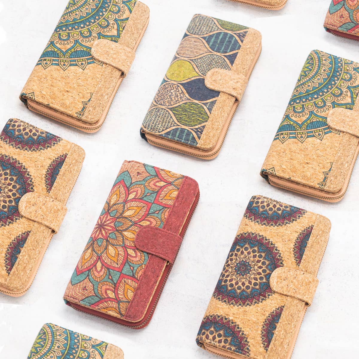 Natural Cork Mandala Pattern Women's Long Wallet/Cardholder