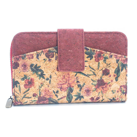 Rose cork wallet and Card Holder w/ Mini-Flap