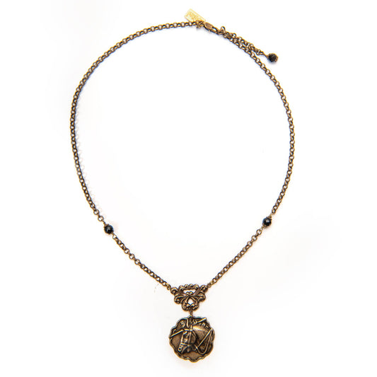 Horse Head Medal w/ Onyx Necklace - Horse Girl