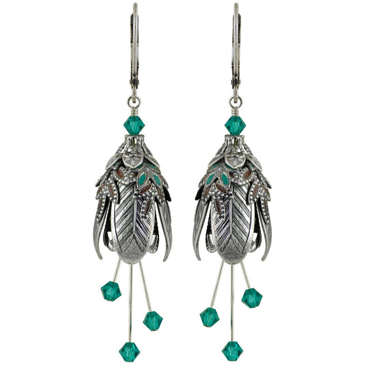 Dreamy Forest w/Crystals Hand Painted Earrings - Flower Fairy