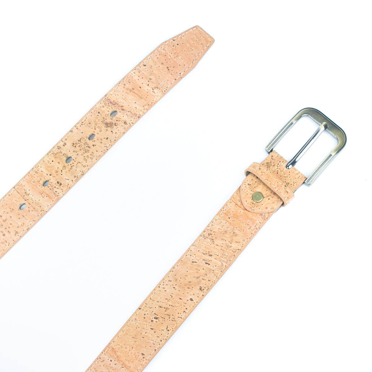 Natural Cork Men's Belt Wide withThick Black Metal