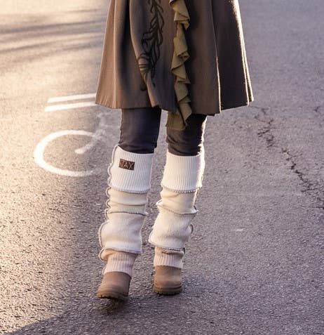Fall Legwarmers Cream Upcycled from Sweaters