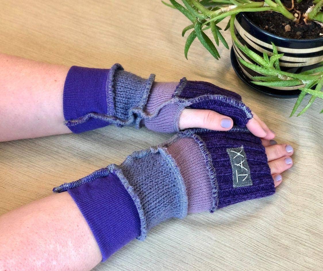 Fingerless Gloves Solid Color(s) rainbow Upcycled from sweaters