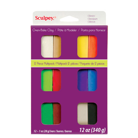 Sculpey III Classics Oven-Bake Clay Multipack - 12 Assorted Colors - 12 ounces