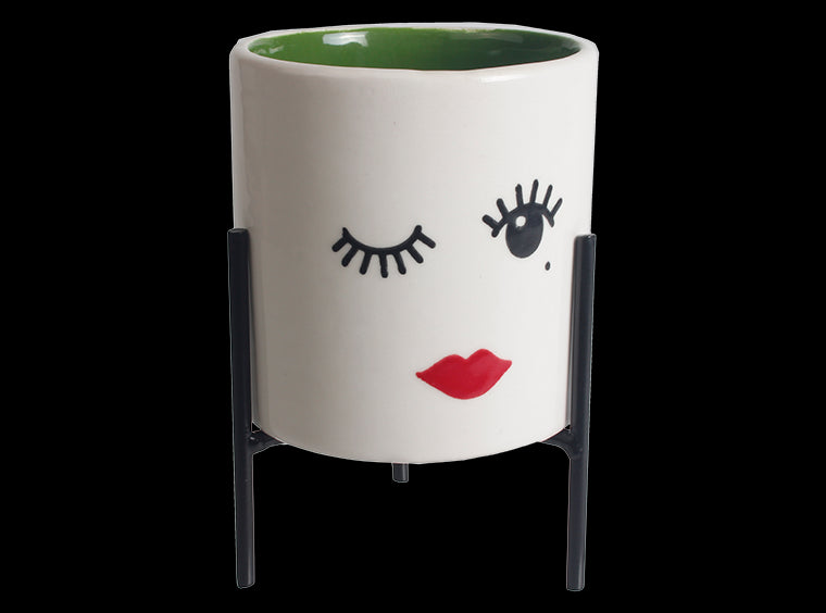 Small Cylinder Planter w/ Stand Bisqueware