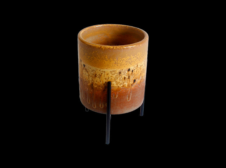 Small Cylinder Planter w/ Stand Bisqueware