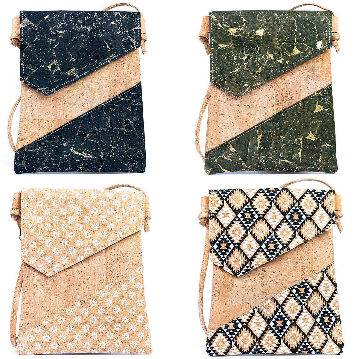 Geometric Cut Style Cork Crossbody Bag