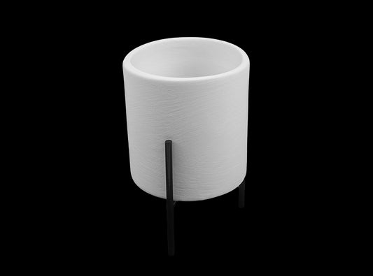 Small Cylinder Planter w/ Stand Bisqueware