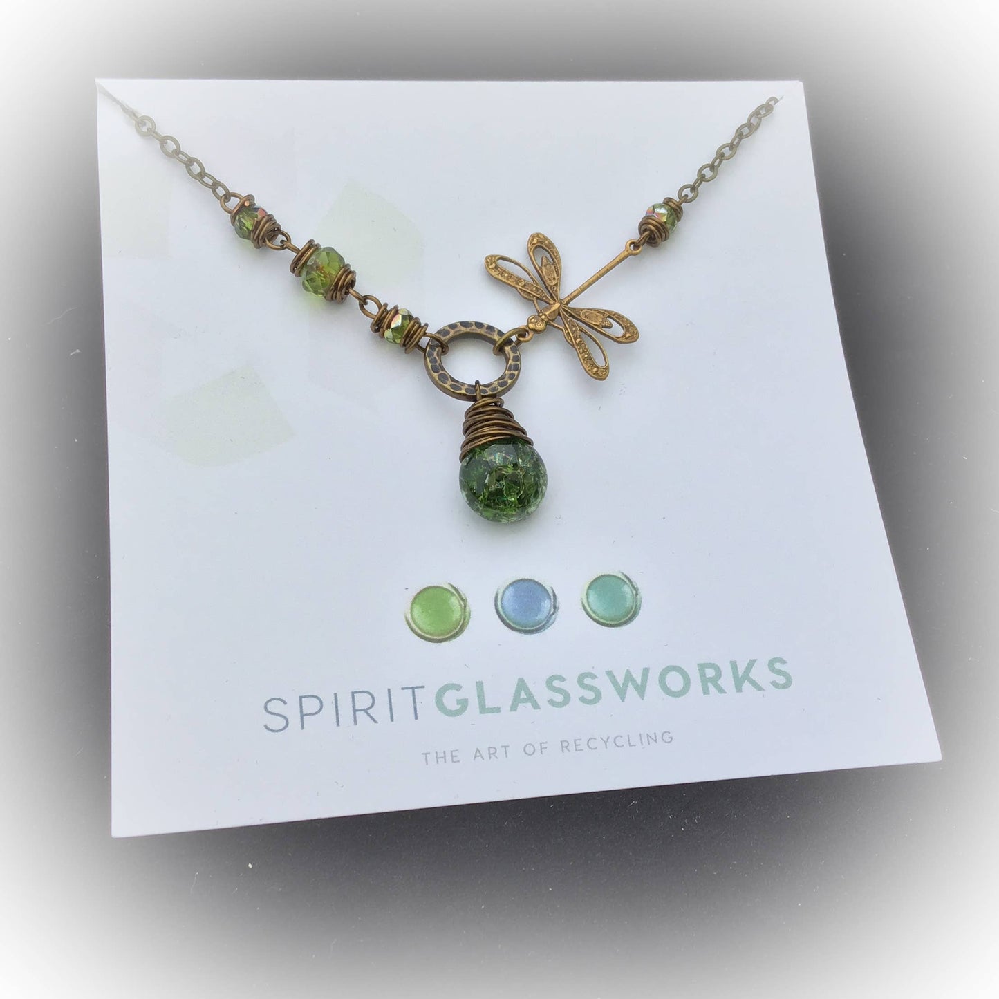 Spirit Glassworks - Dragonfly Necklace Antique Brass
