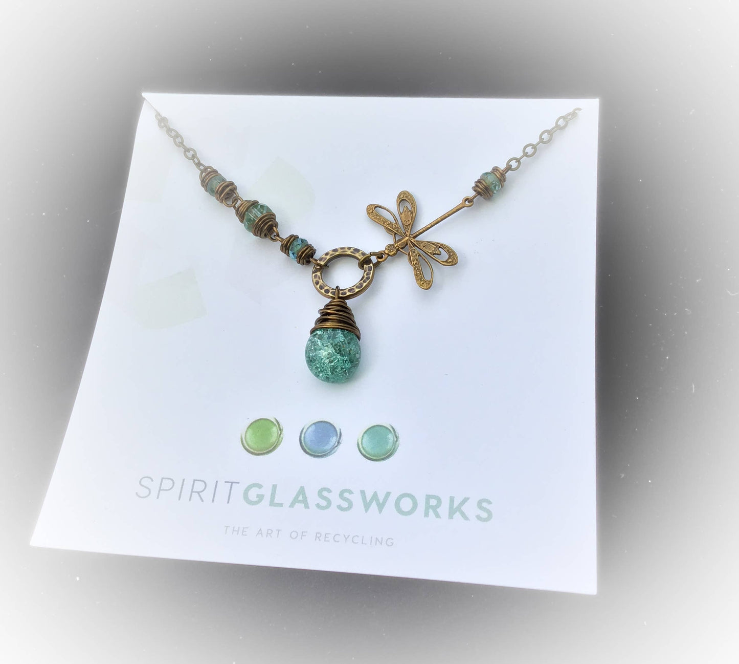 Spirit Glassworks - Dragonfly Necklace Antique Brass