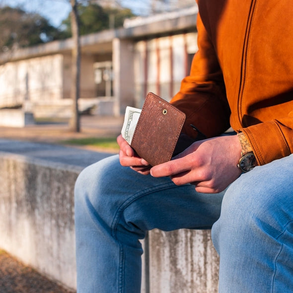 Men cork Wallet with Snap Button