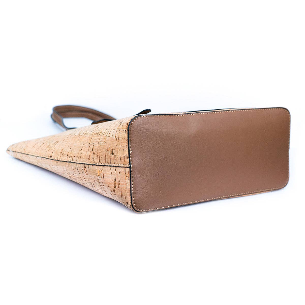 Natural and Printed Cork Blend Tote Bag with PU Handles