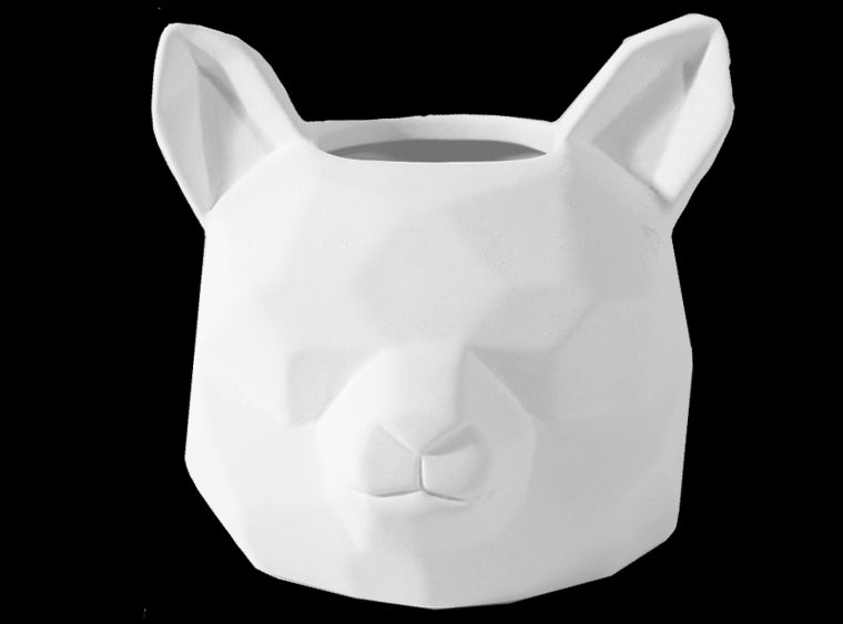 Faceted Fox Planter Bisqueware