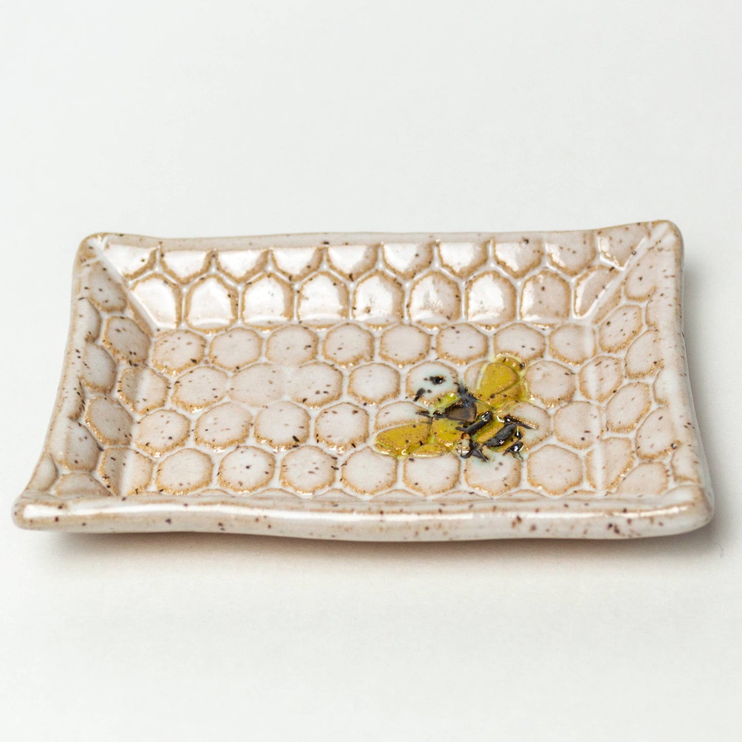 Bee Pattern White Ceramic Trinket Dish
