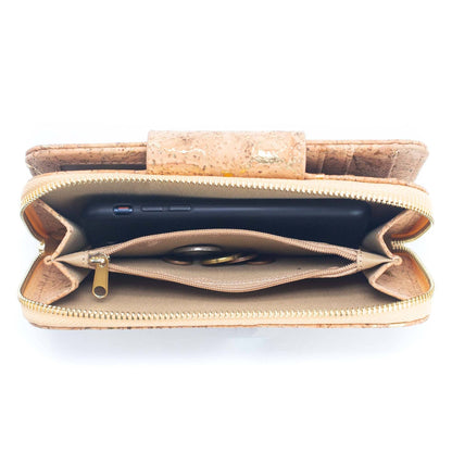 Lux Golden cork bifold natural vegan women's wallet