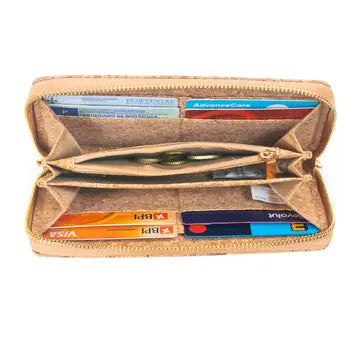 Golden cork with accents zipper wallet