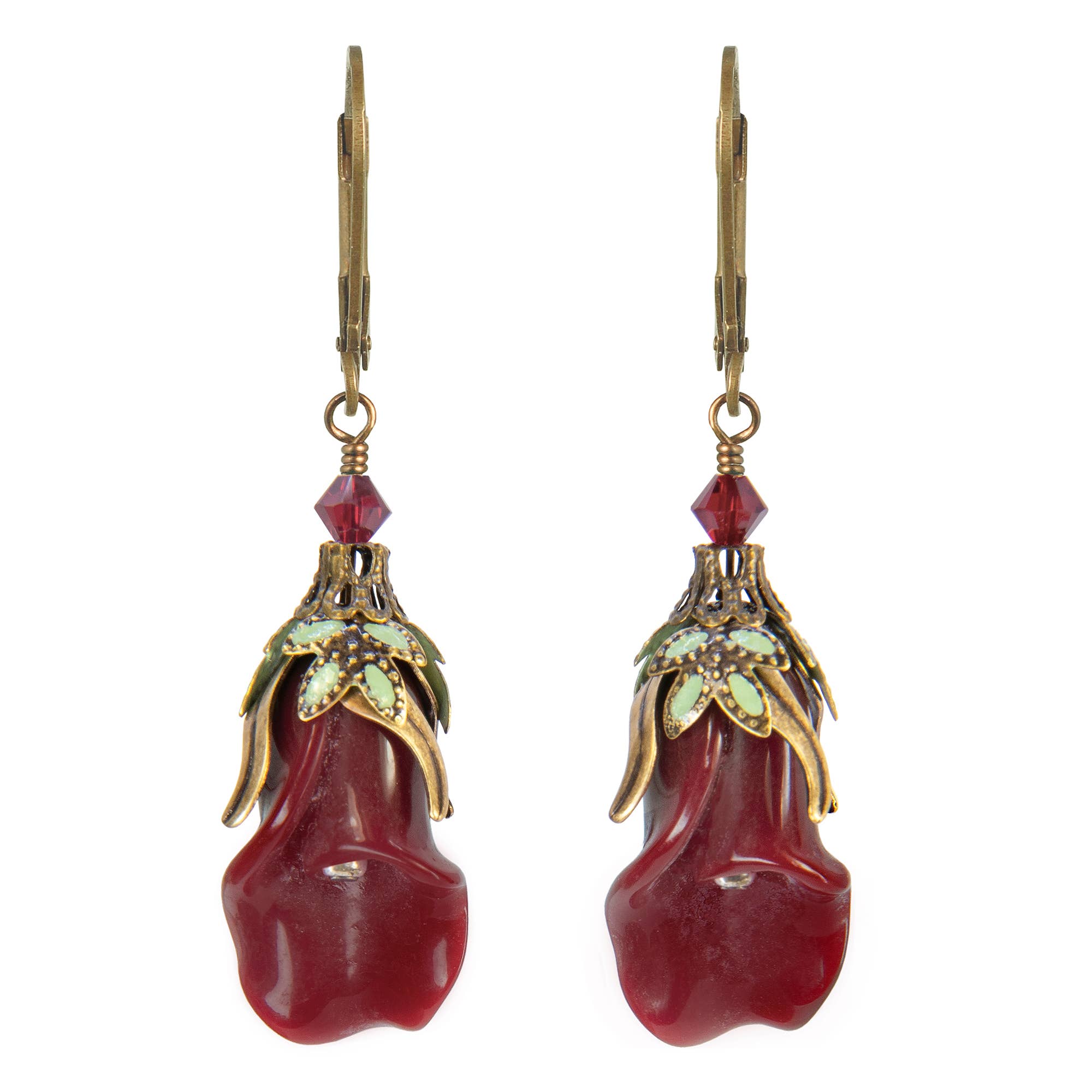 Peaceful Floral Earrings with Hand-Painted Leaves - Fairyland