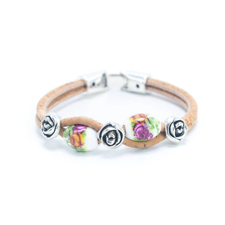 Rose bead Handmade Cork Bracelet