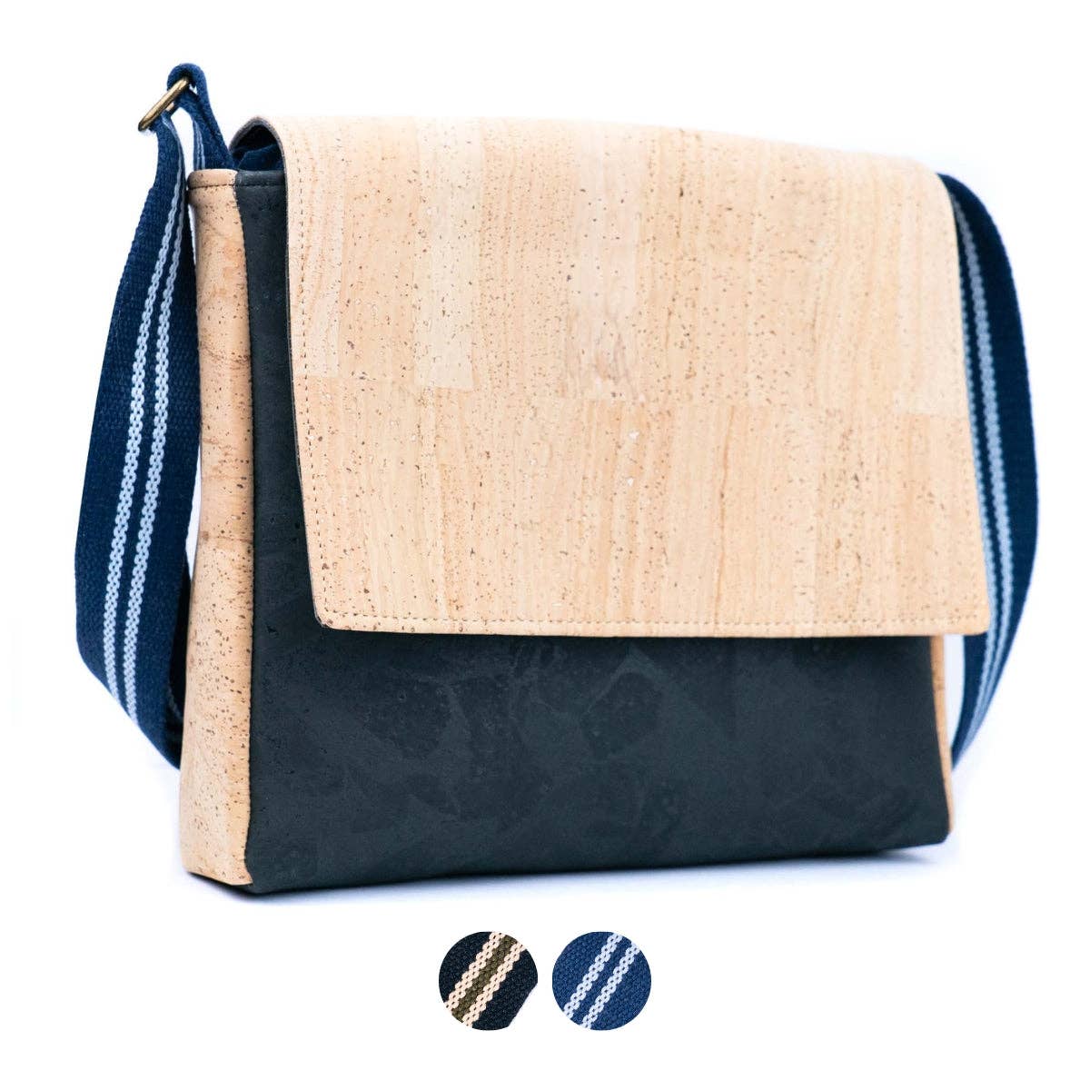 Natural & Black Cork Crossbody Bag