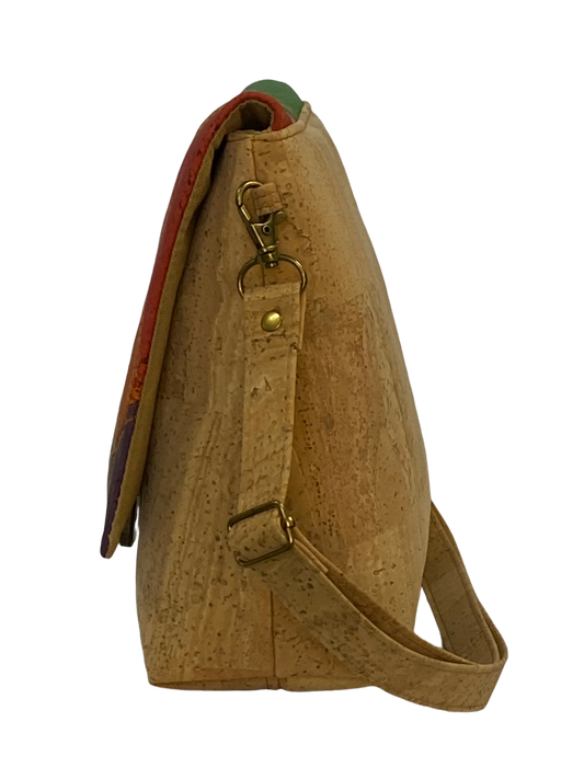 Natural Atena cork bag with patchwork