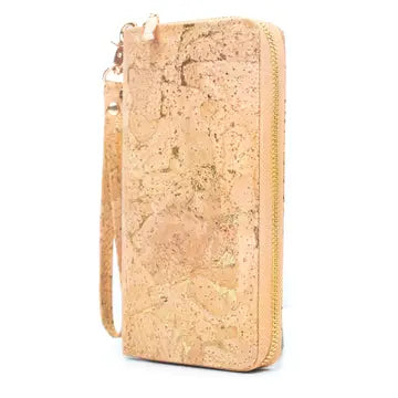 Golden cork with accents zipper wallet