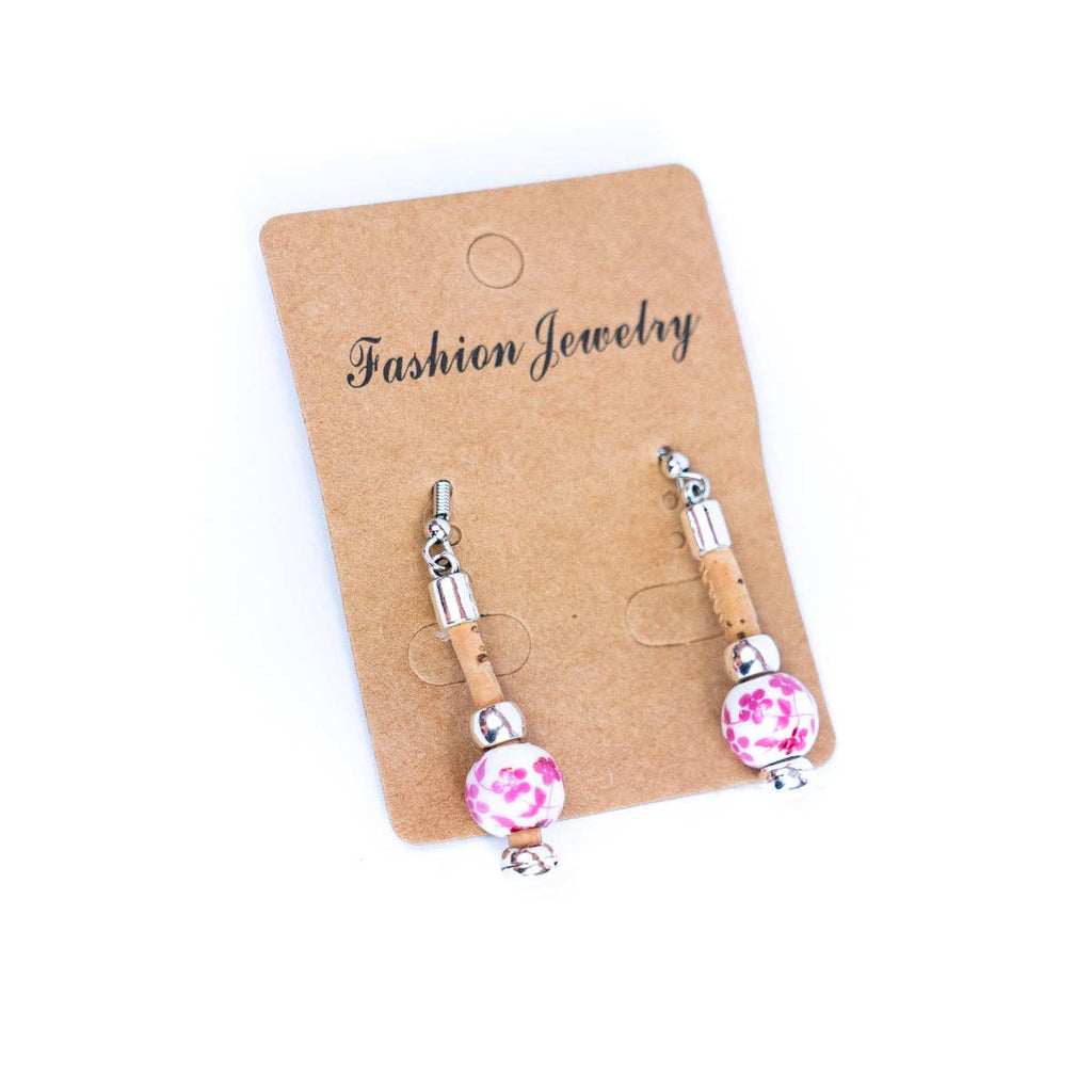 Ceramic beads & Cork handmade earrings