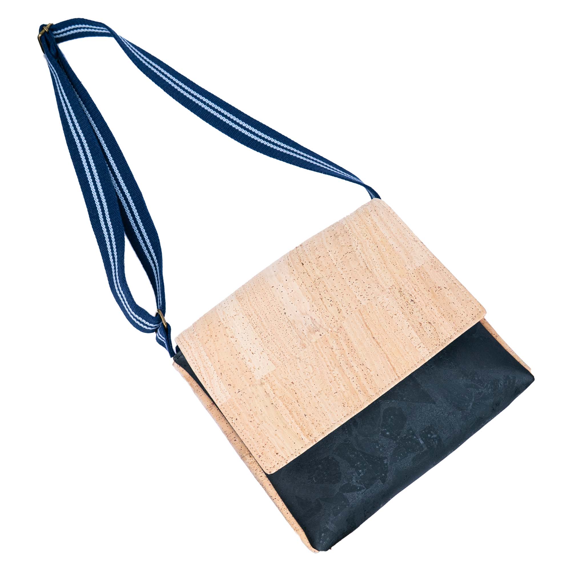 Natural & Black Cork Crossbody Bag