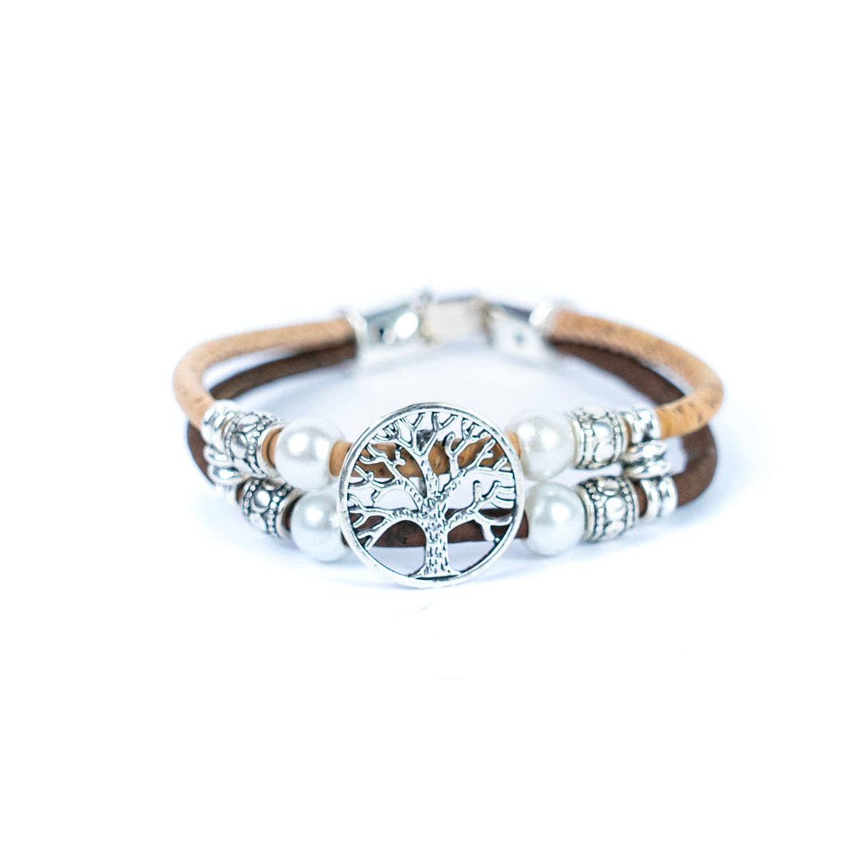 Tree of life & Colored cork  Handmade bracelet