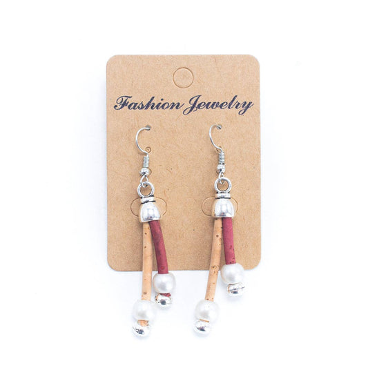 Dual color cork handmade earrings