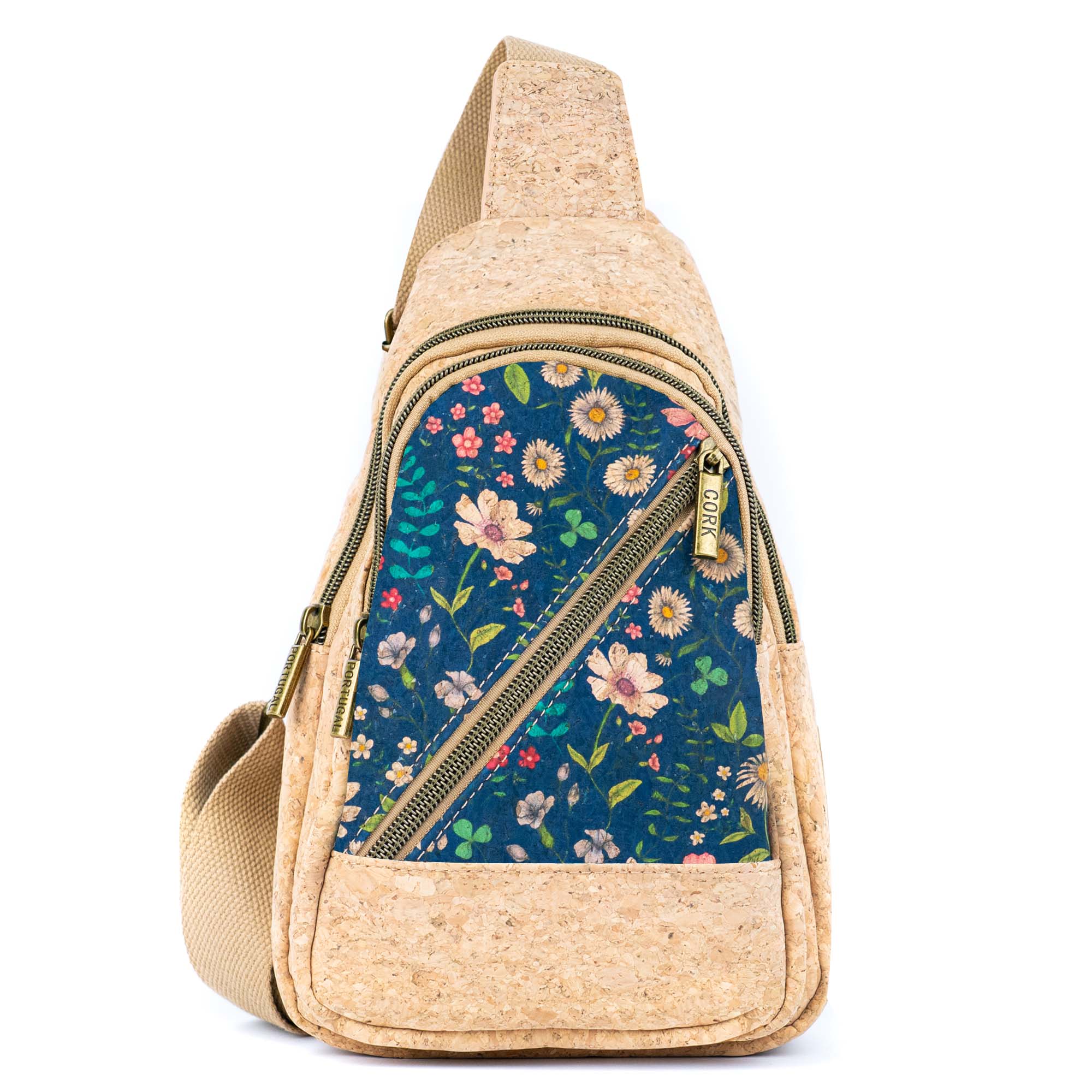 Cork Sling Bag with Printed Front Panel