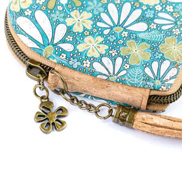 Heart Cork Coin Purse w/ Tassel Zipper Pouch