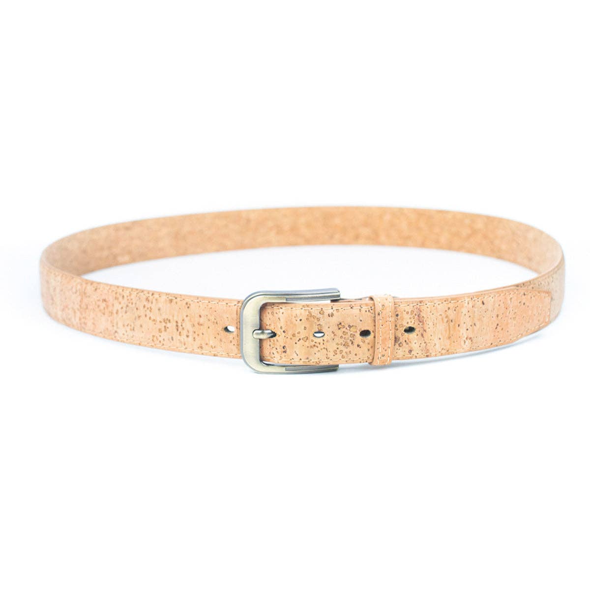 Natural Cork Men's Belt Width with Thick Black Metal Buck