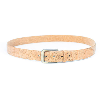 Natural Cork Men's Belt Width with Thick Black Metal Buck