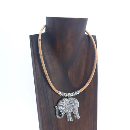 Elephant Pendant Cork necklace