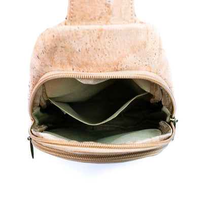 Natural Cork Three-Compartment Sling Bag