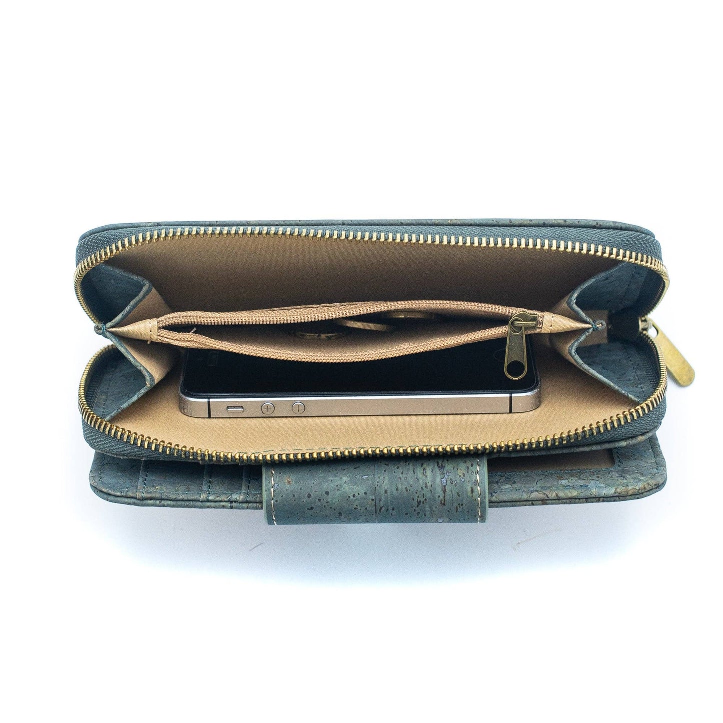 Turquoise Color cork bifold Ladies Pattern Cork Wallet