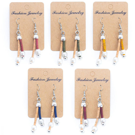 Dual color cork handmade earrings