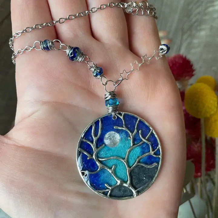 Blue Moon Tree Necklace