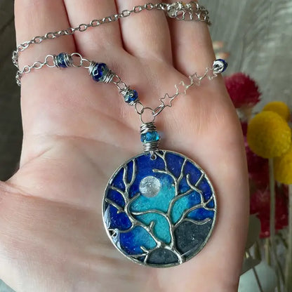 Blue Moon Tree Necklace