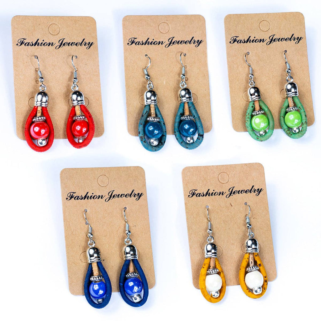Beads & Colorful cork handmade earrings
