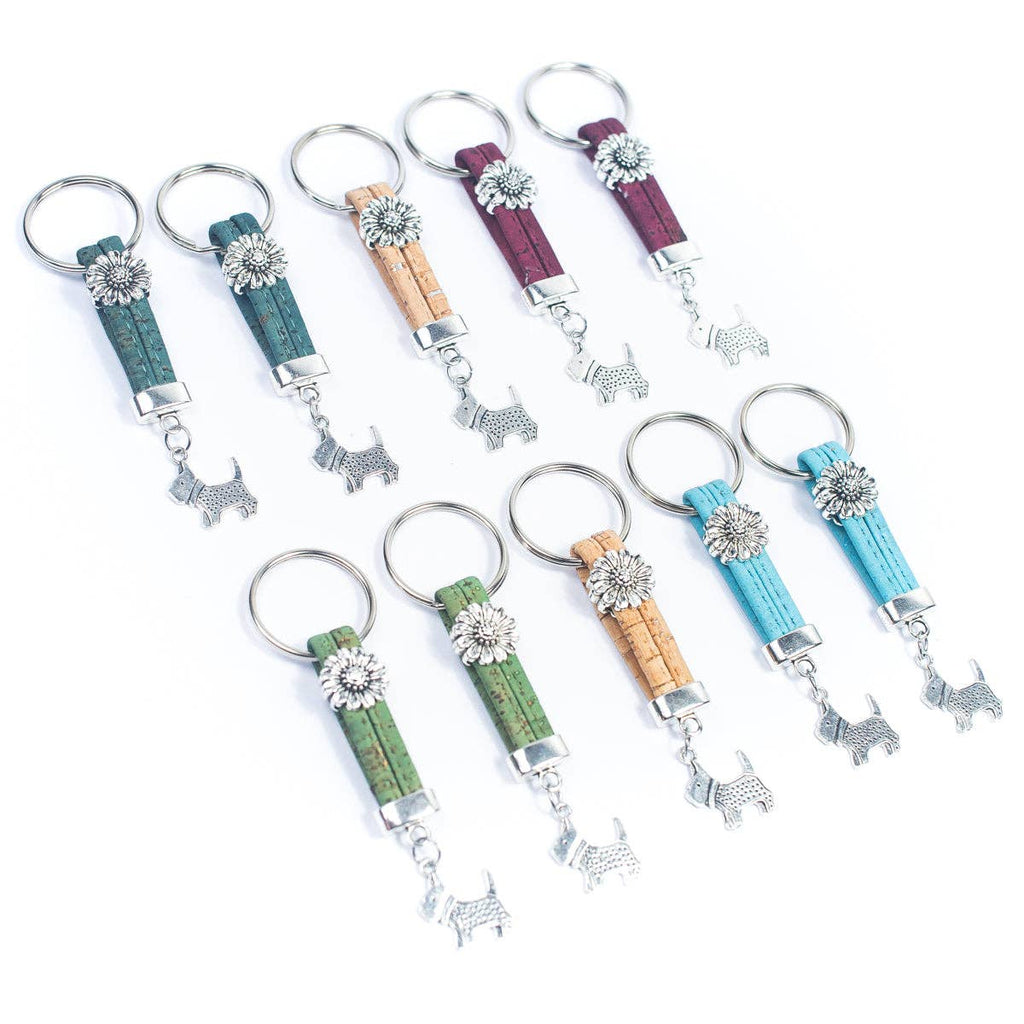 Dog Pendant & Colored cork Handmade Keychain