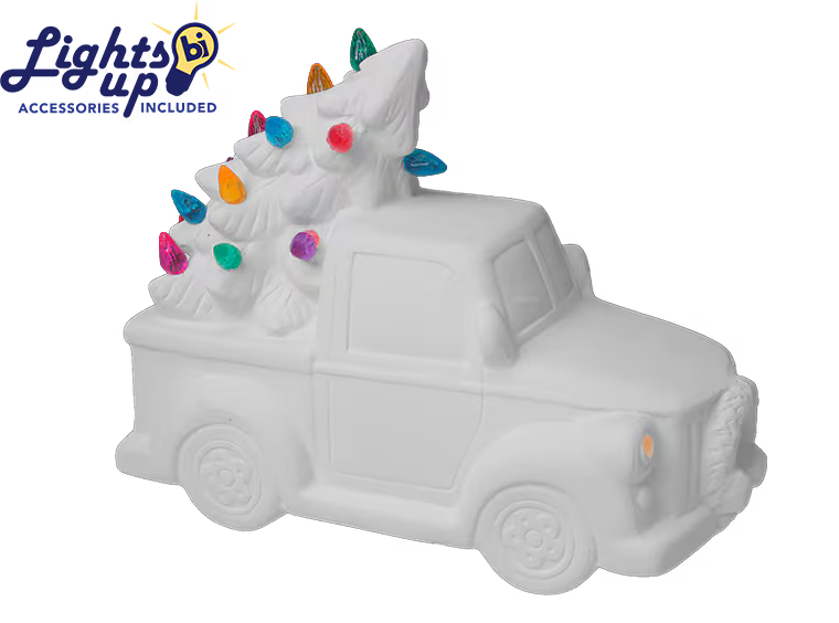 Lighted Christmas Tree Truck Bisqueware